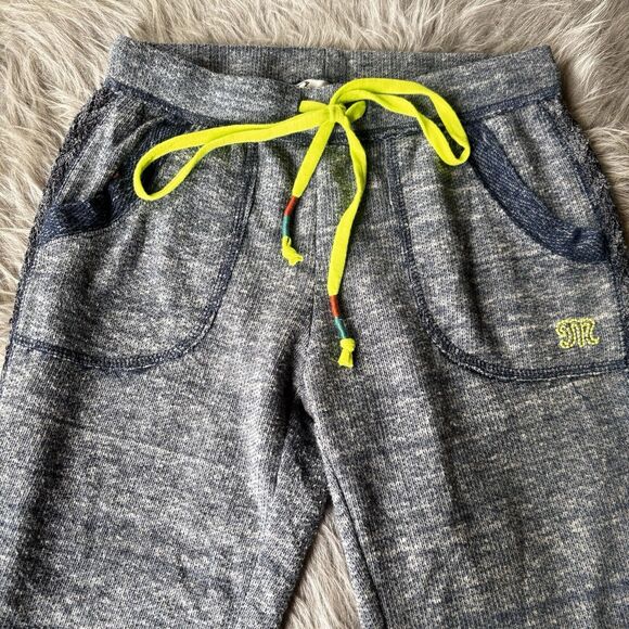 Miss Me Pants Sz M Lounge Blue Sweatpants Embroidered Terry Boho Cotton Colorful - Picture 2 of 10
